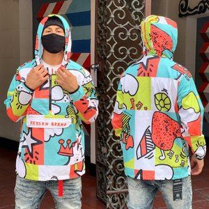 Men's Multicolor Windbreaker Pullover Jacket